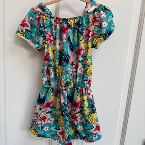 Real Love Toddler Girl Size 4 Floral Tropical Romper - Blue and Yellow - Picture 9 of 9